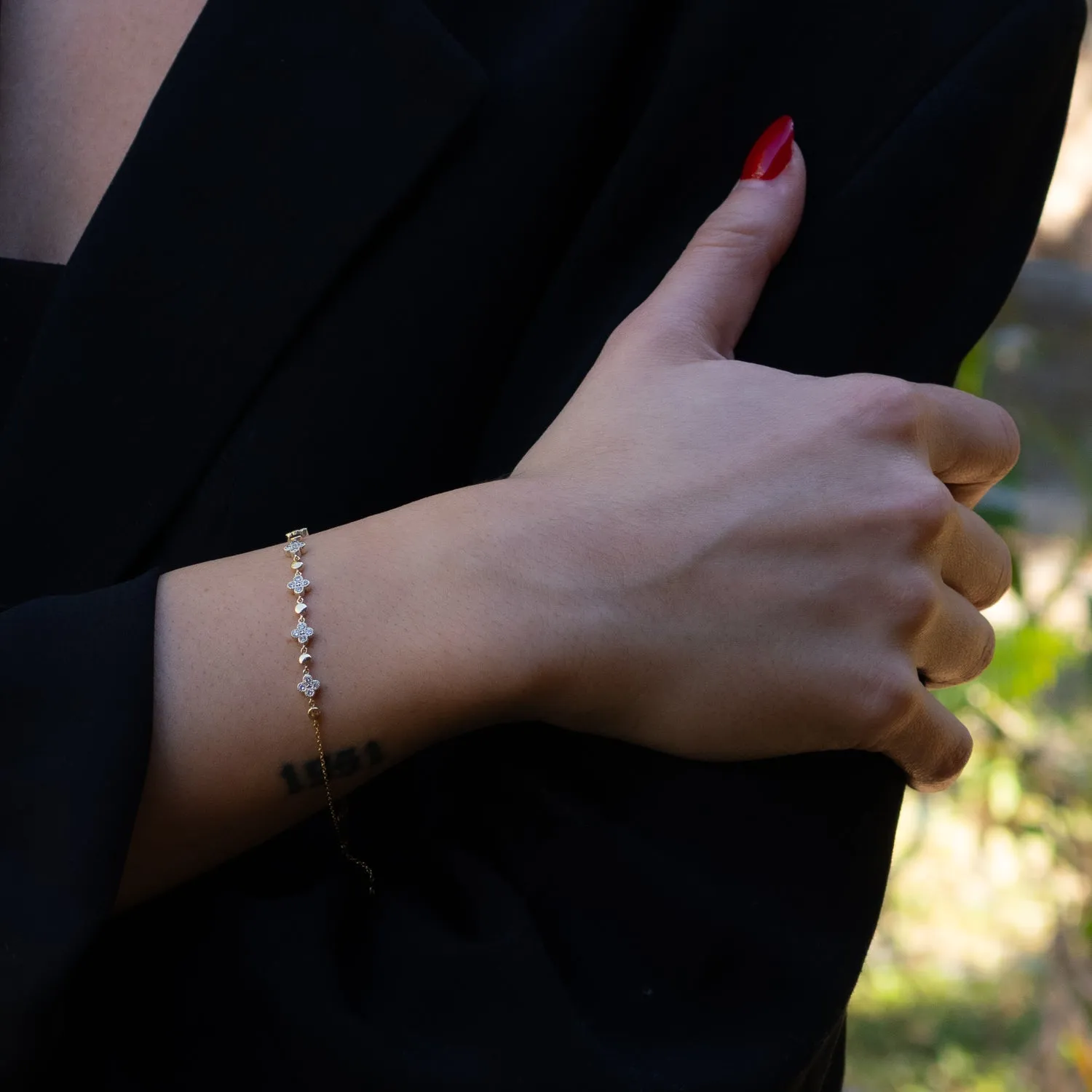 Blossoming Love Diamond Solid Gold Bracelet