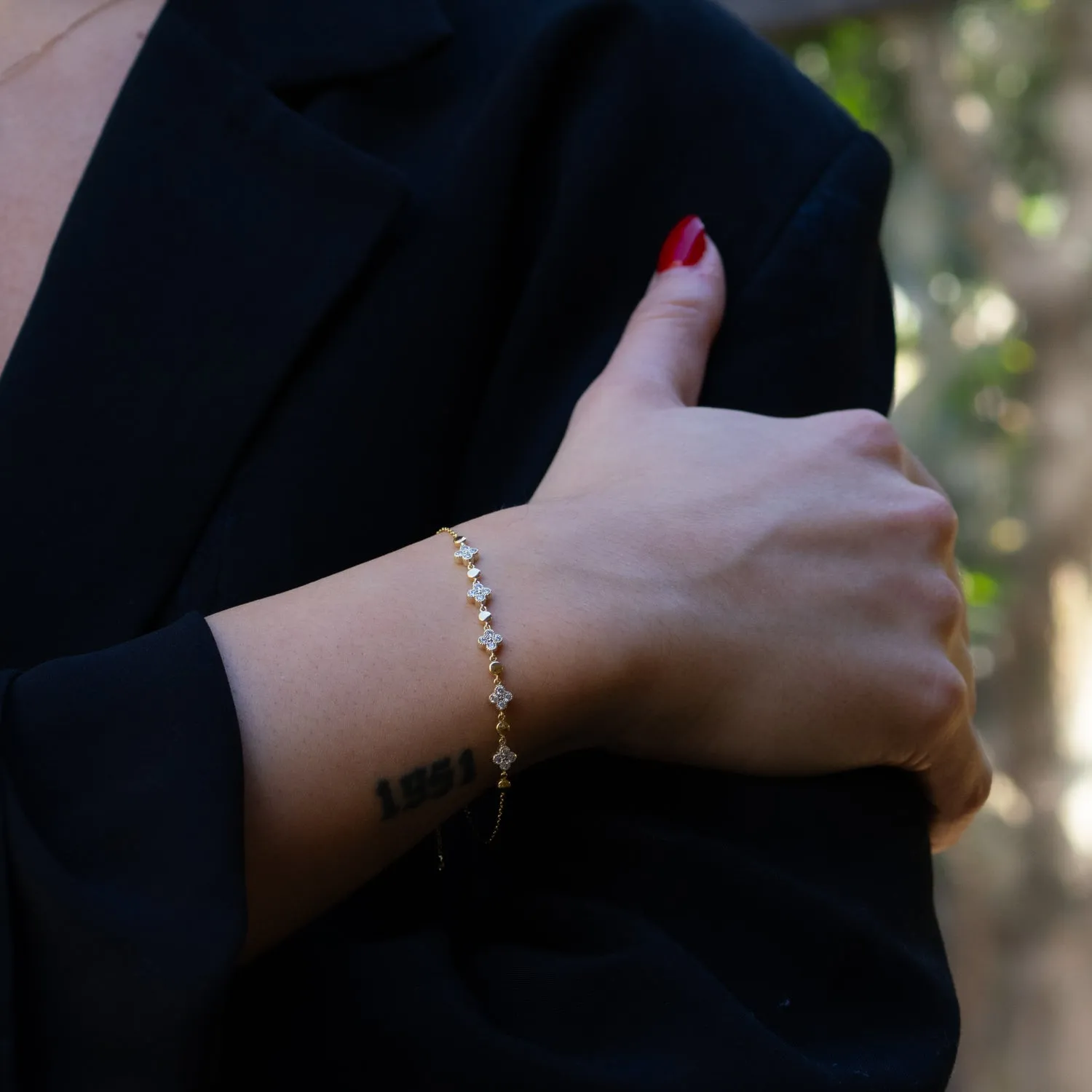 Blossoming Love Diamond Solid Gold Bracelet