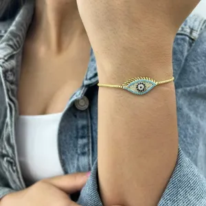 Blue Eye Gold Chain Bracelet