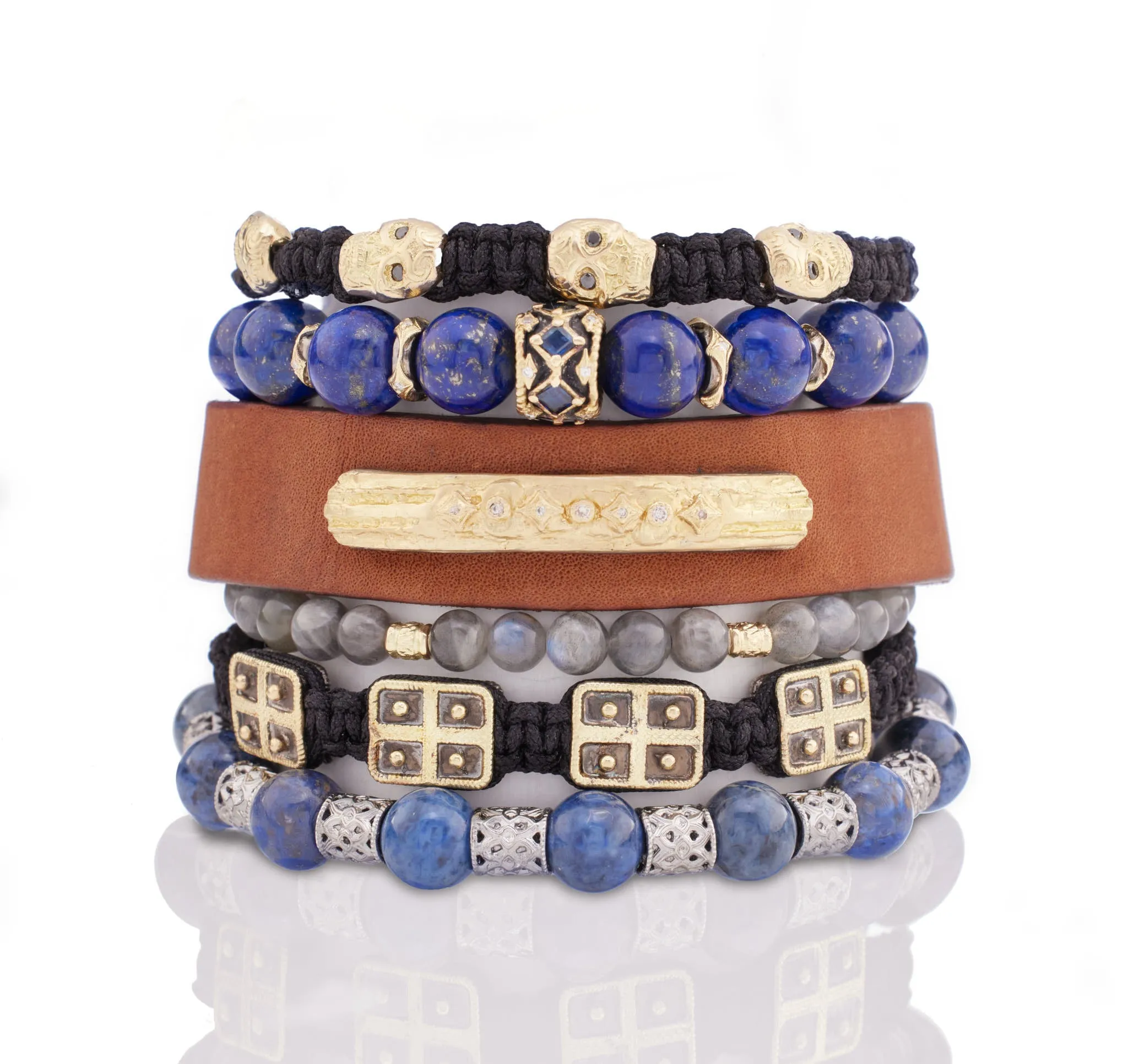 BLUE SODALITE BEADED PULL BRACELET