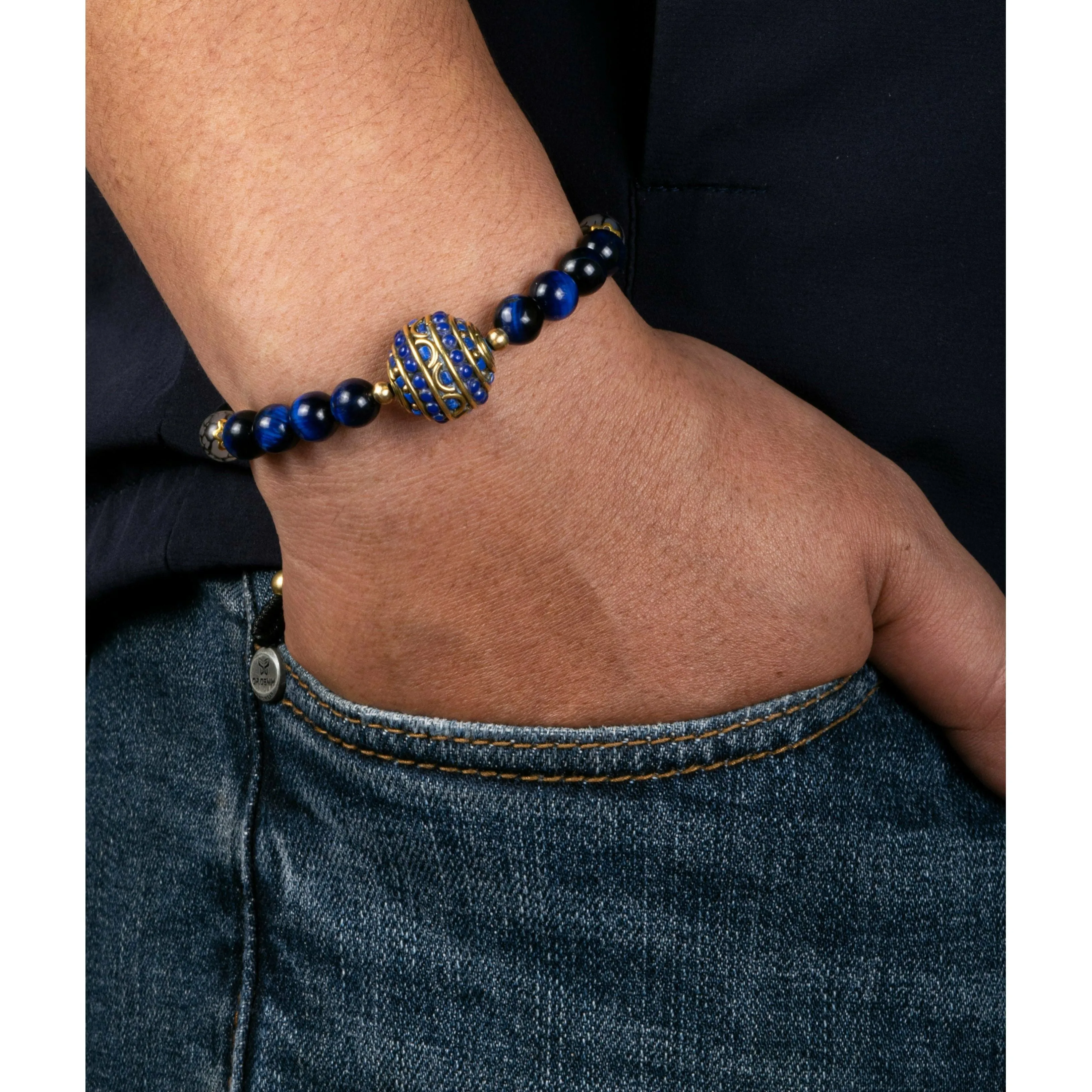 Blue Tiger Eye with Dragon Vein Stone Divider Radiance Bracelet