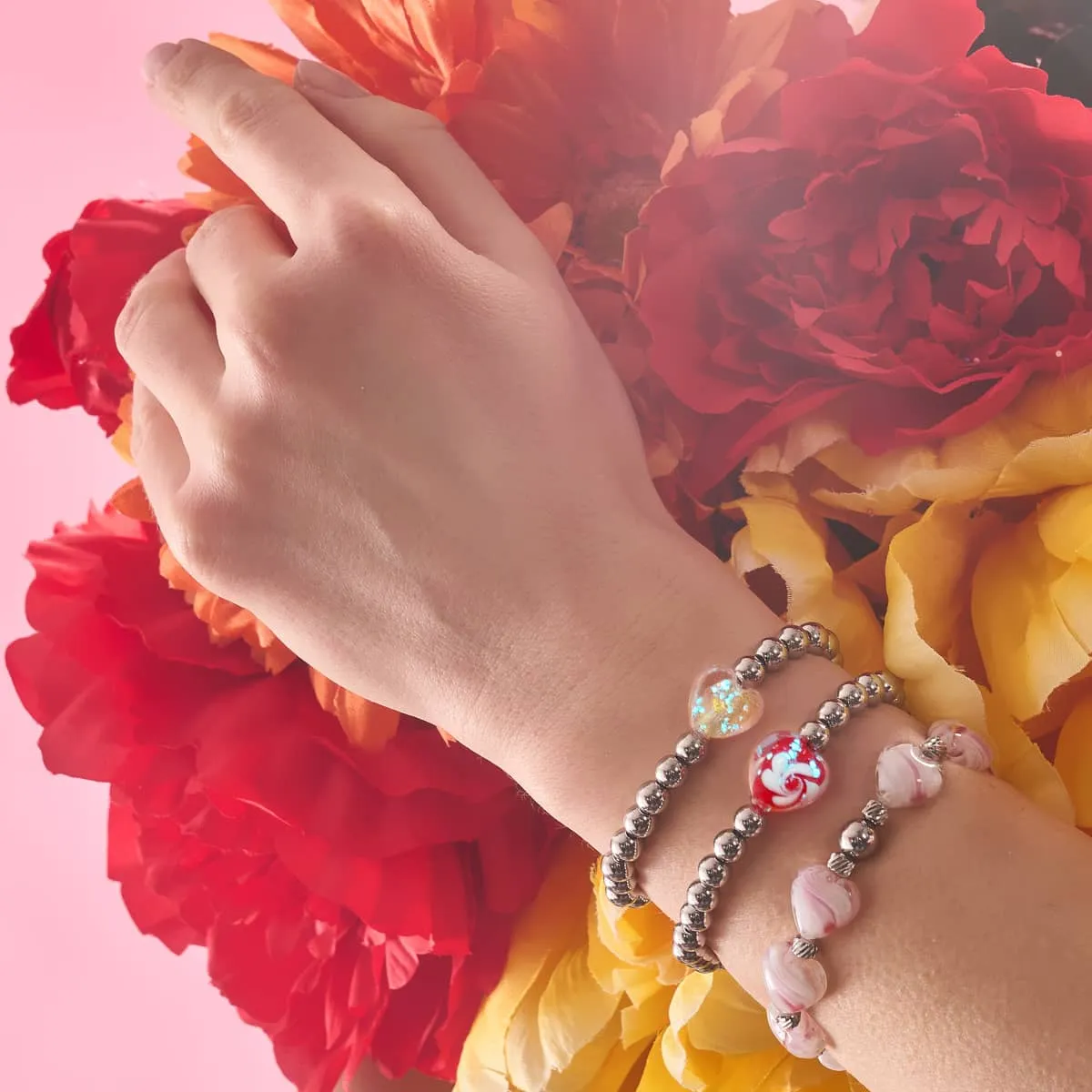 Blushing Breeze | Crystal Heart Bracelet