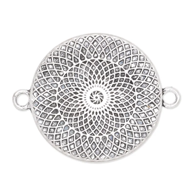 Bracelet Connector with 25mm Round Bezel,Zinc Alloy filled,antique silver plated,20pcs/lot