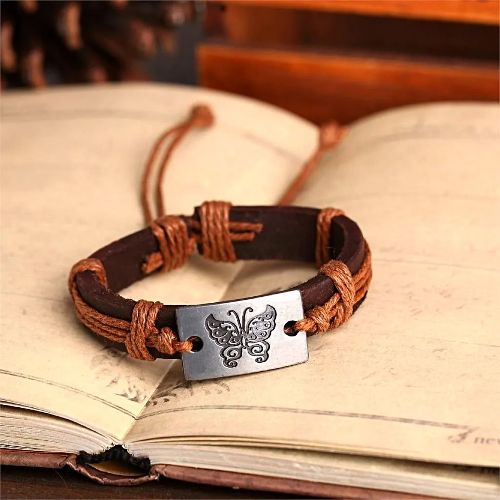 Butterfly Leather Cuff Bracelet