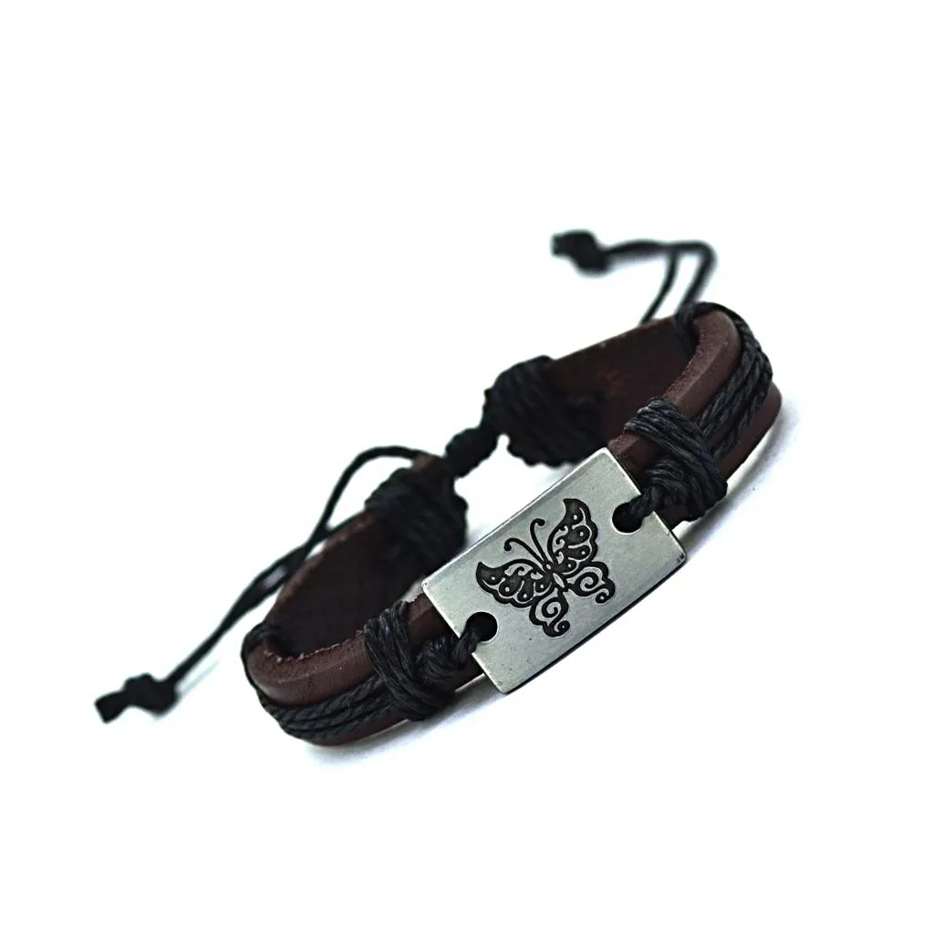 Butterfly Leather Cuff Bracelet