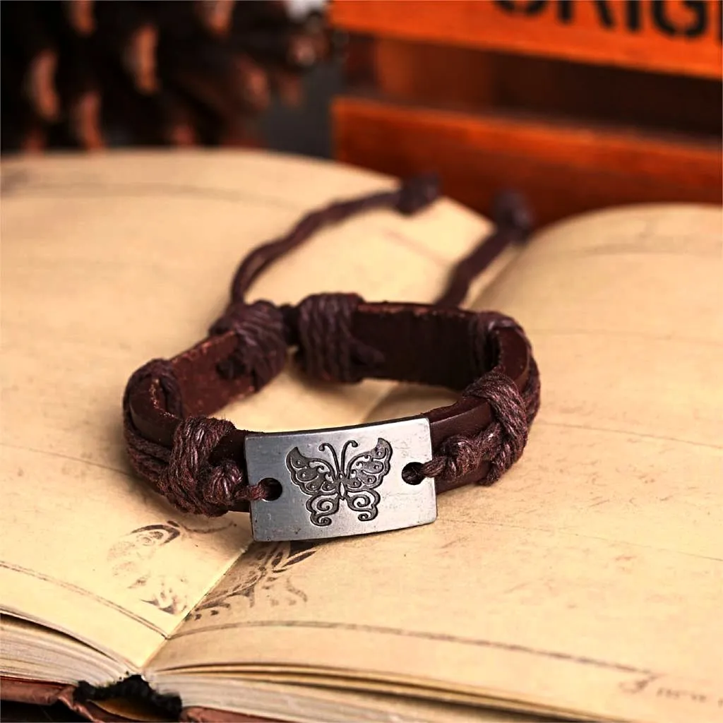 Butterfly Leather Cuff Bracelet