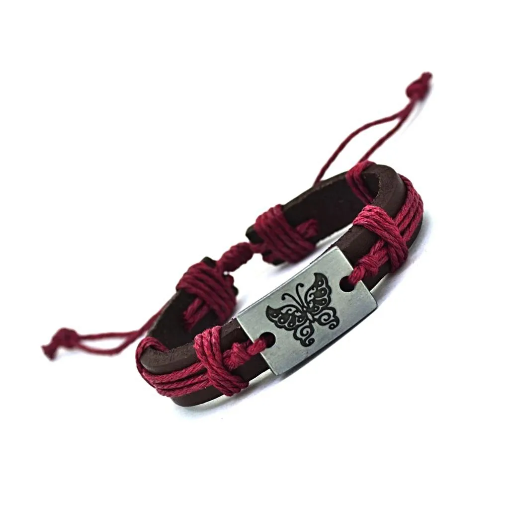Butterfly Leather Cuff Bracelet