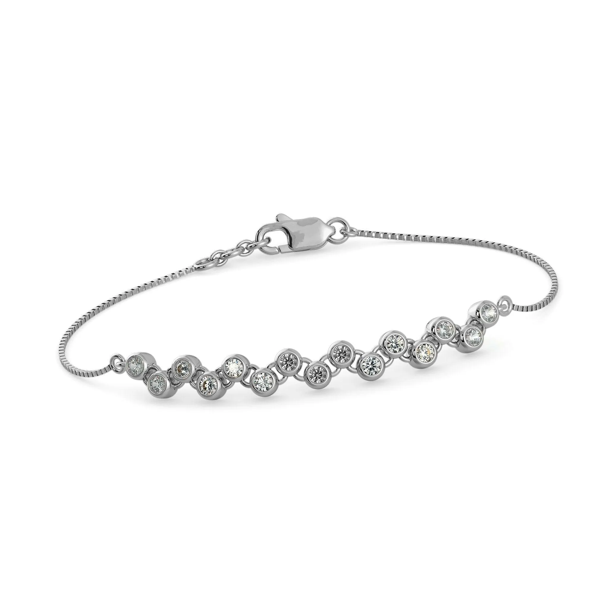 Chain Link Bracelet Stardust 14k Solid White Gold Handmade, Chain Bracelet, Link Bracelet, Gold Bracelet, Diamond Bracelet
