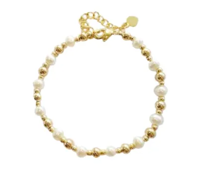 Children's Bracelets:  18k Gold Filled, Freshwater Pearl Bracelets 14cm   Extension. Age 2 - 6 with Gift Box