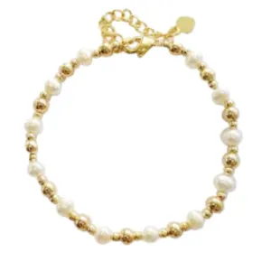 Children's Bracelets:  18k Gold Filled, Freshwater Pearl Bracelets 15cm   Extension. Age 6 - 12 