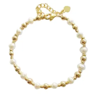 Children's Bracelets:  18k Gold Filled, Freshwater Pearl Bracelets 15cm   Extension. Age 6 - 12 