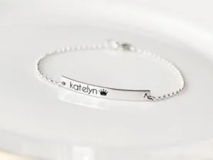 Children's Engraved Bracelet | Thin Bar