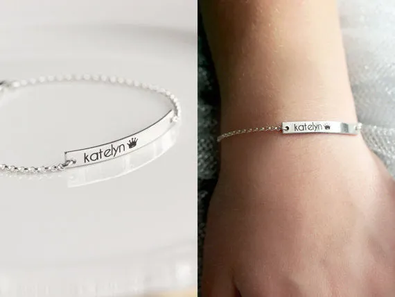 Children's Engraved Bracelet | Thin Bar