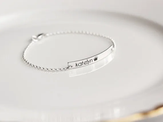 Children's Engraved Bracelet | Thin Bar
