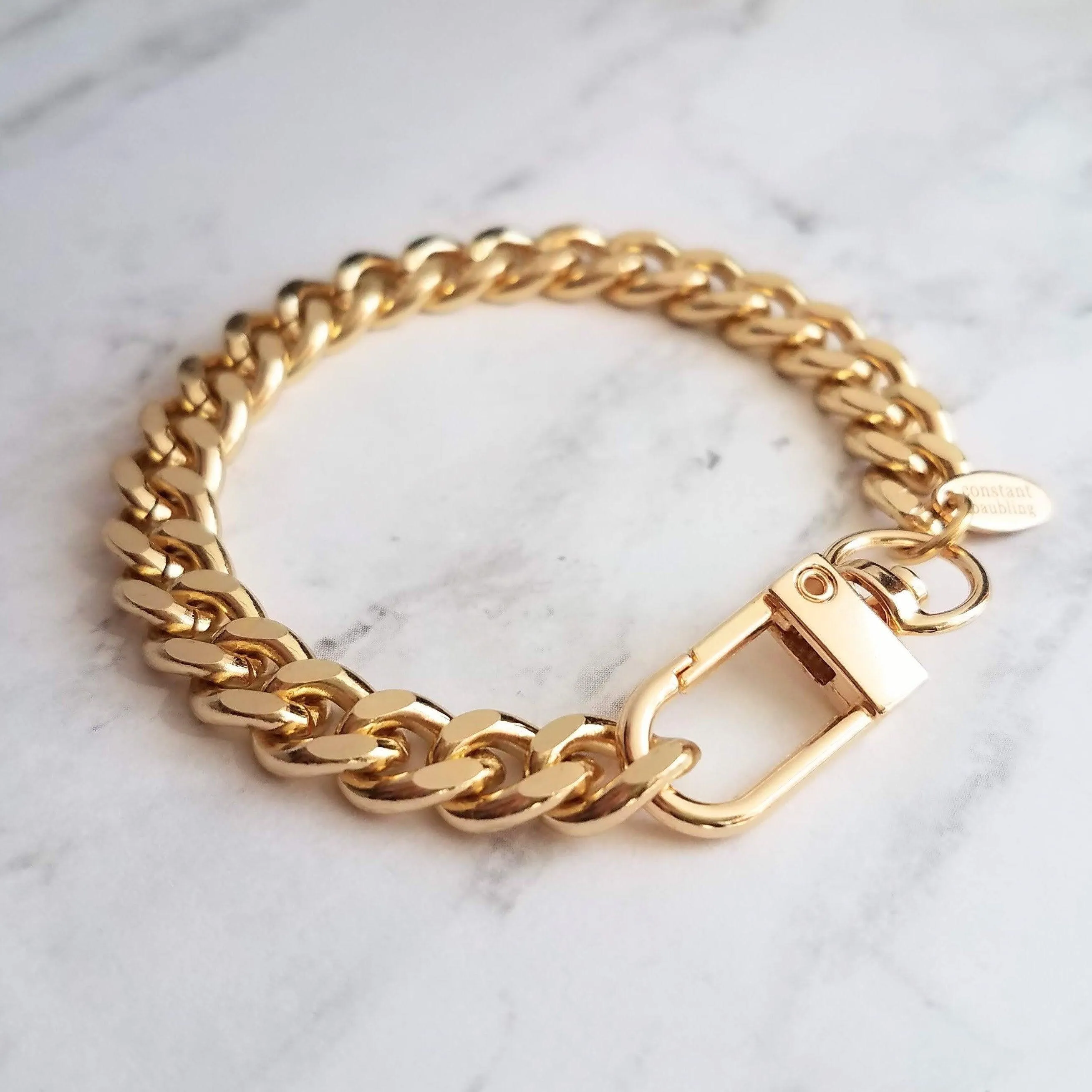 Chunky Gold Chain Bracelet, heavy chain bracelet, heavy gold bracelet, thick chain bracelet, curb chain bracelet gold curb chain Miami Cuban