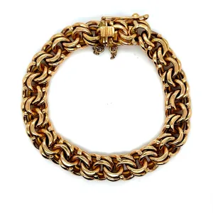 Chunky Vintage 18K Yellow Gold Bracelet Charm Bracelet.