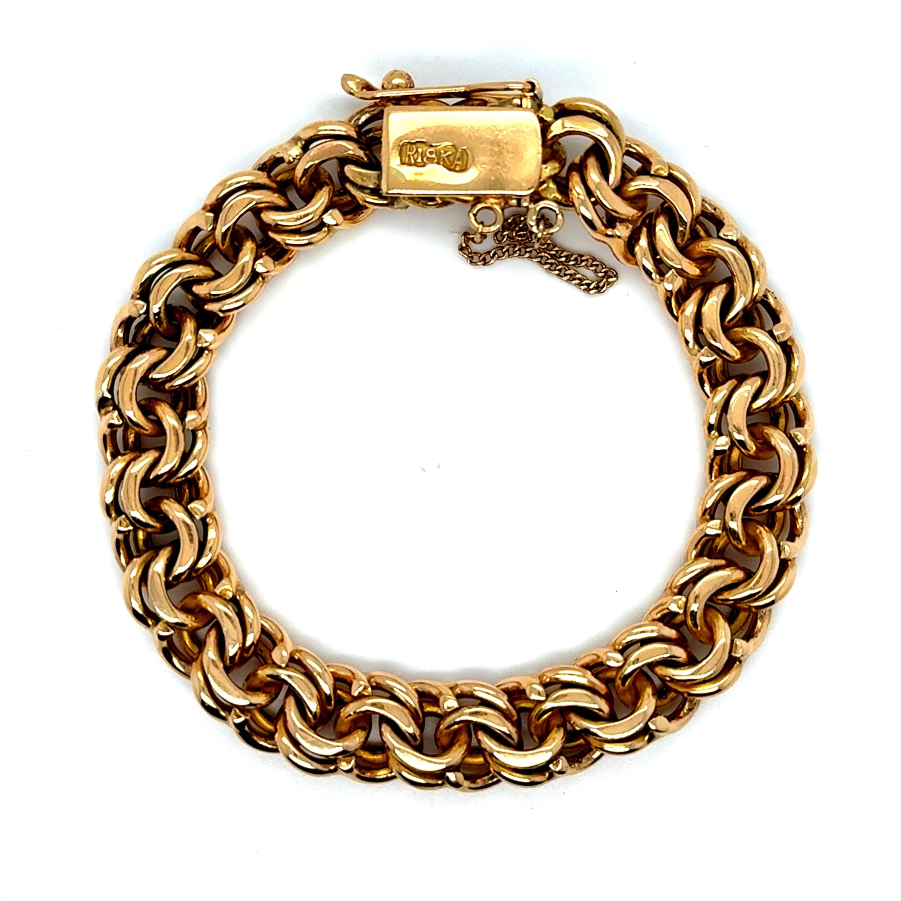 Chunky Vintage 18K Yellow Gold Bracelet Charm Bracelet.