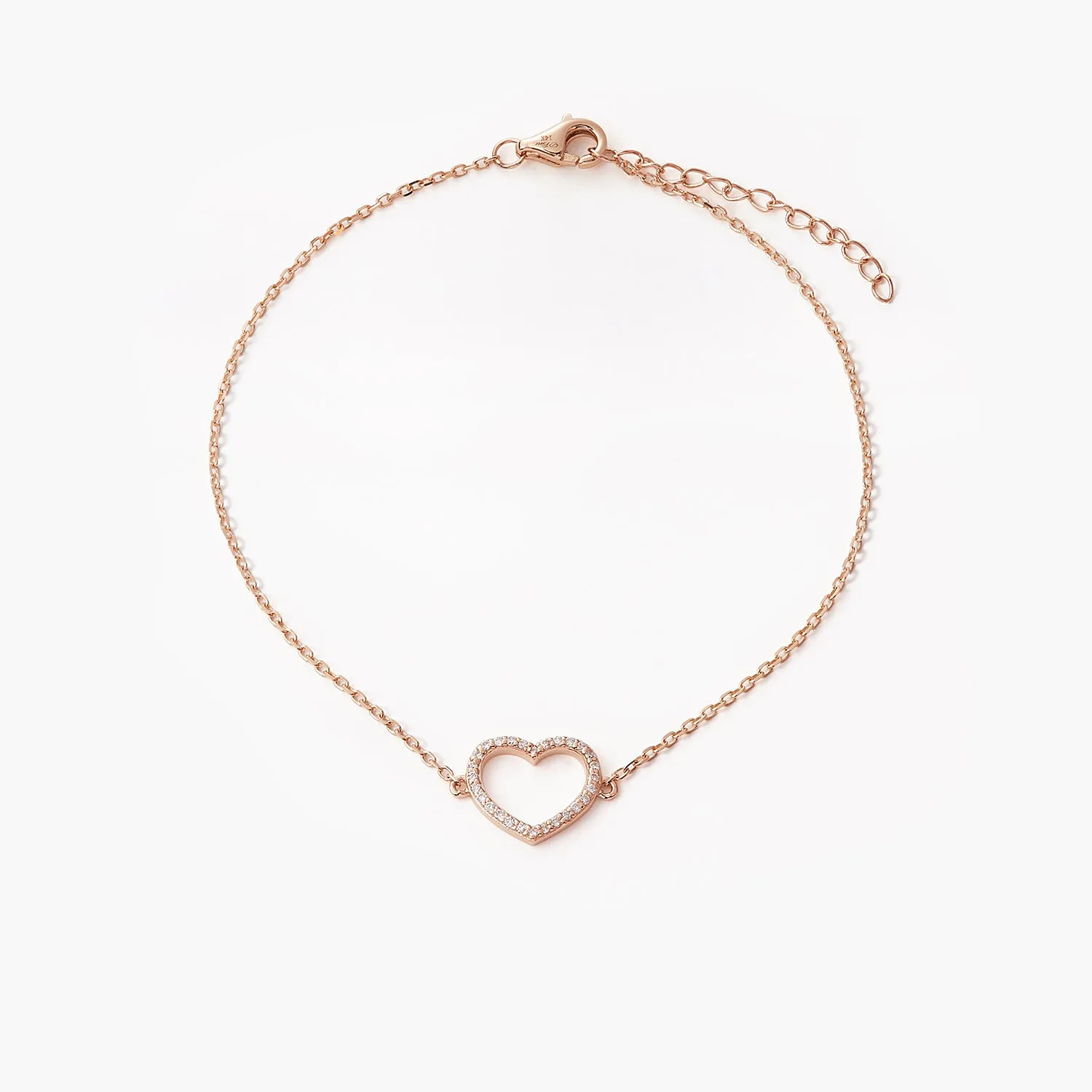 Classic Pavé Diamond Accented Heart Bracelet