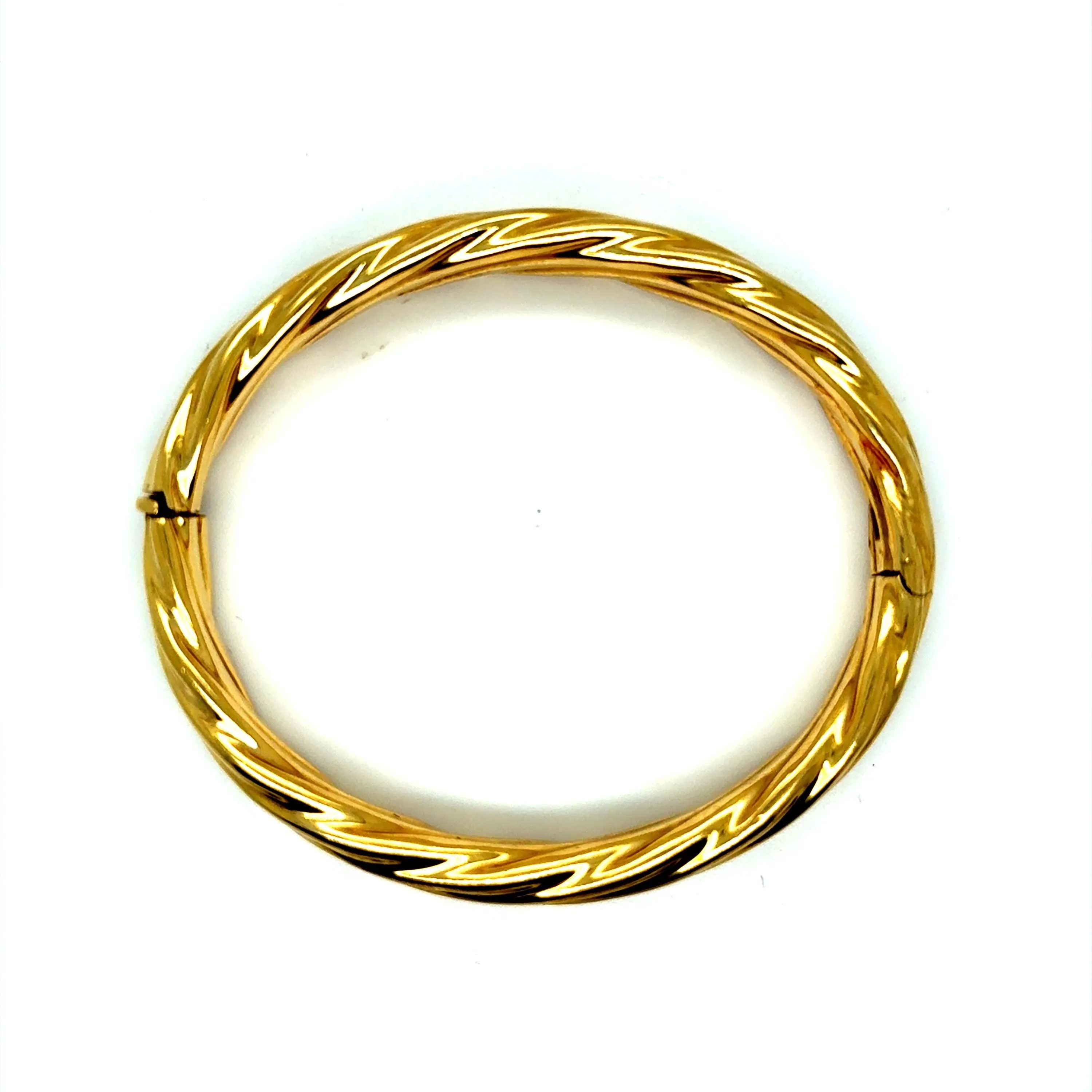 Classic Vintage Twisted 14K Yellow Gold Bangle Bracelet.
