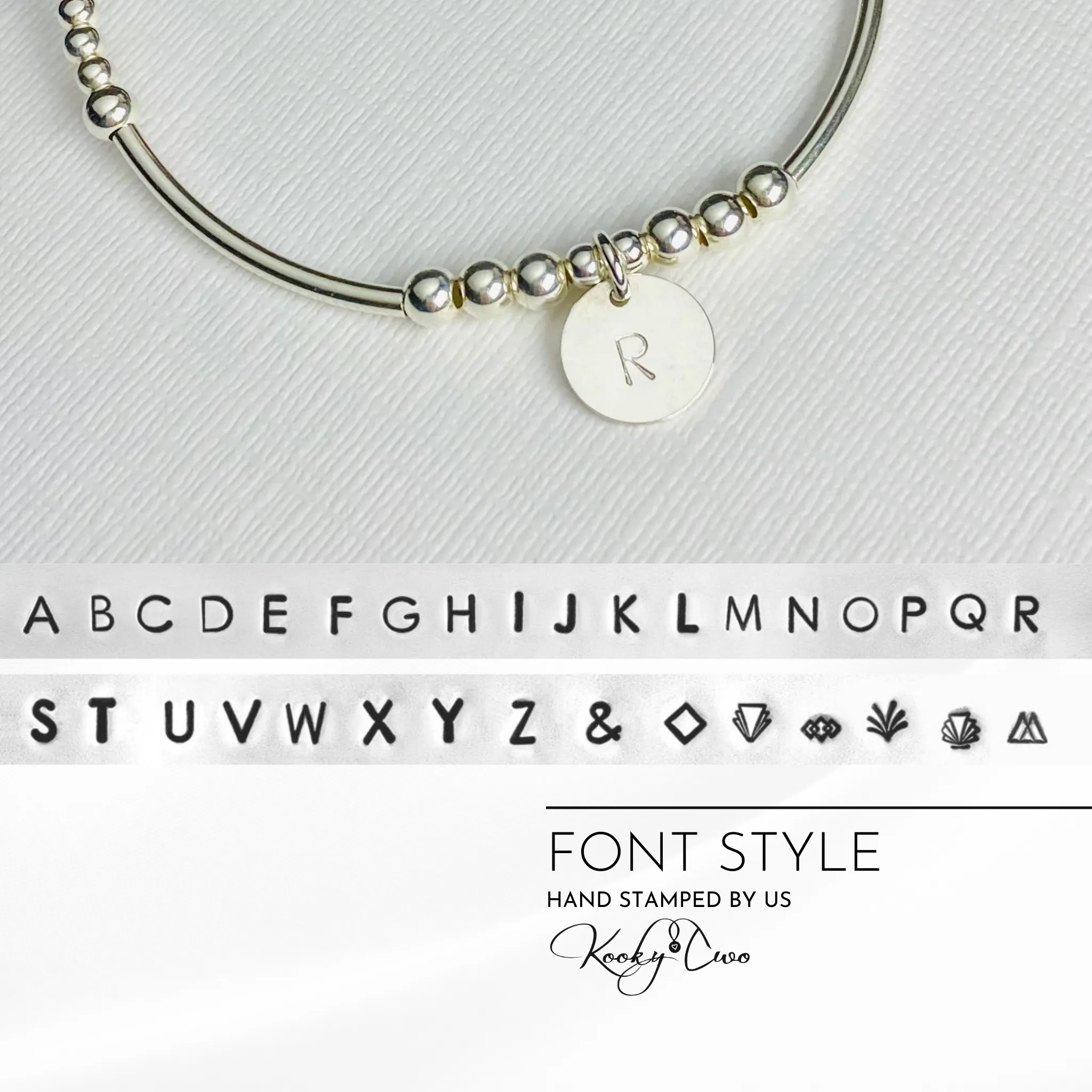 CORAL | Silver Disc Bracelet Stack (Can be personalised)