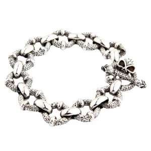 Crazy Skull 925 Sterling Silver Biker Bracelet