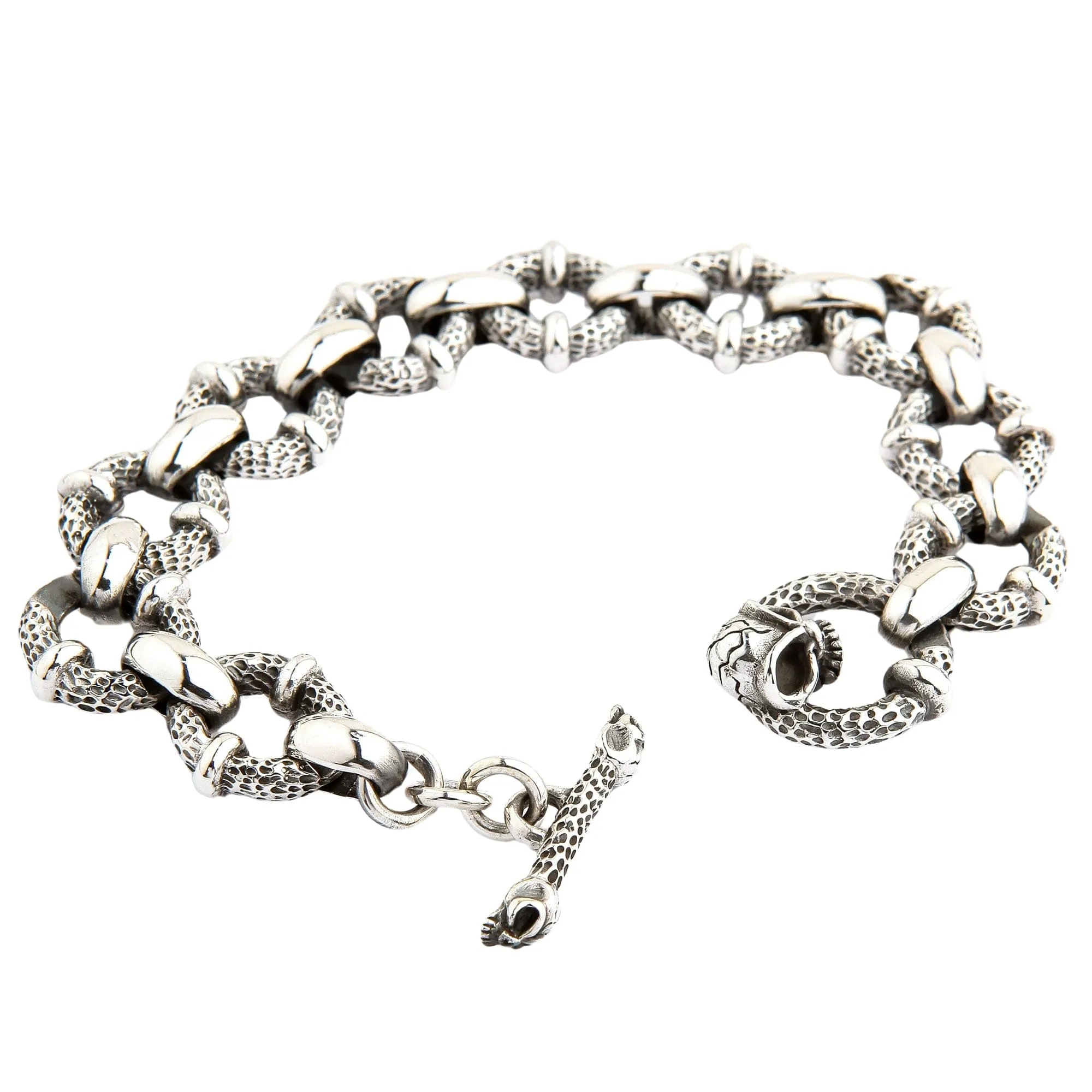 Crazy Skull 925 Sterling Silver Biker Bracelet