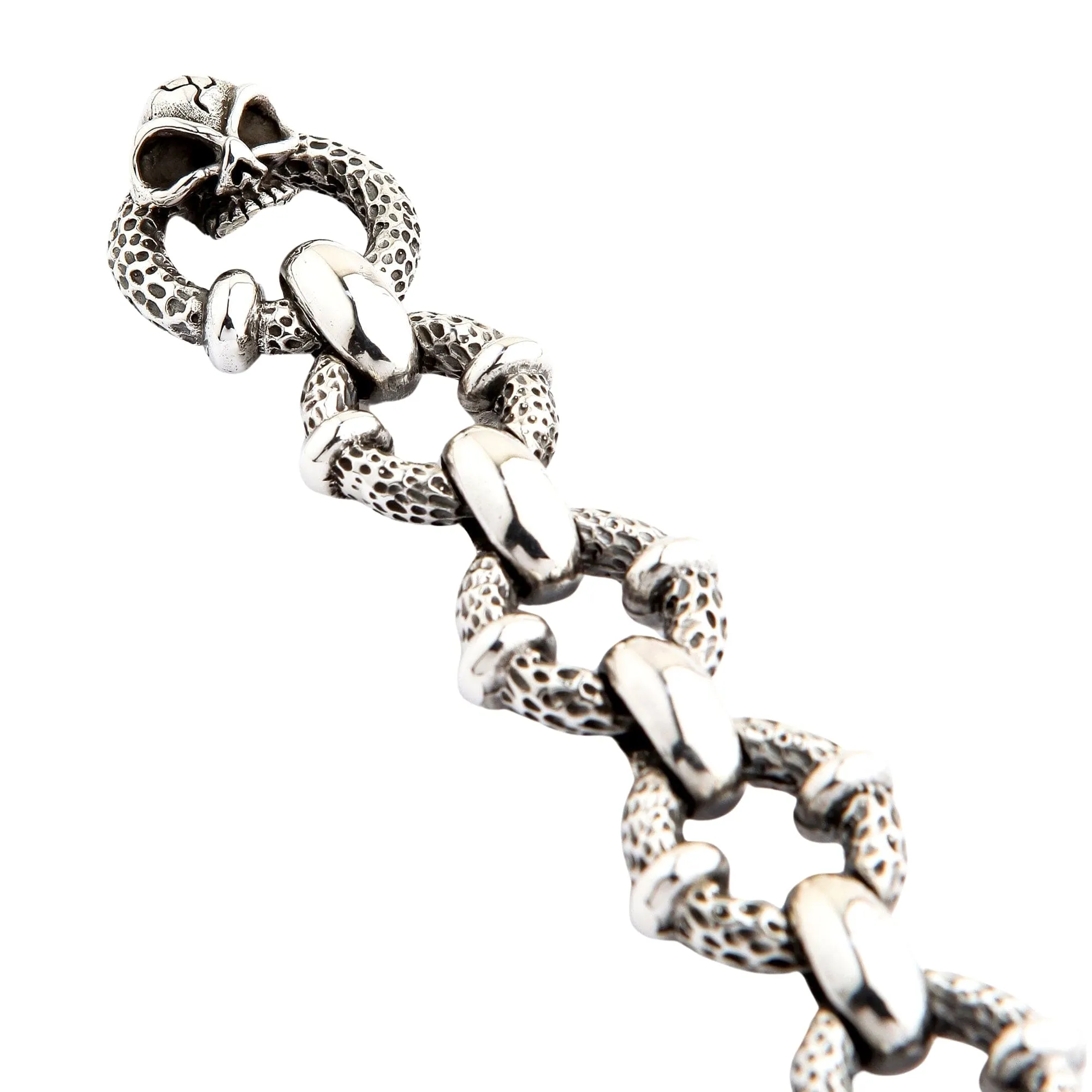 Crazy Skull 925 Sterling Silver Biker Bracelet