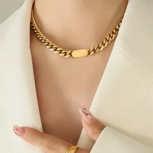 Cuban Luxe Gold Bar Necklace
