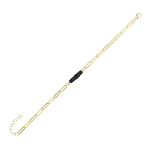 CZ Onyx Bar Link Bracelet
