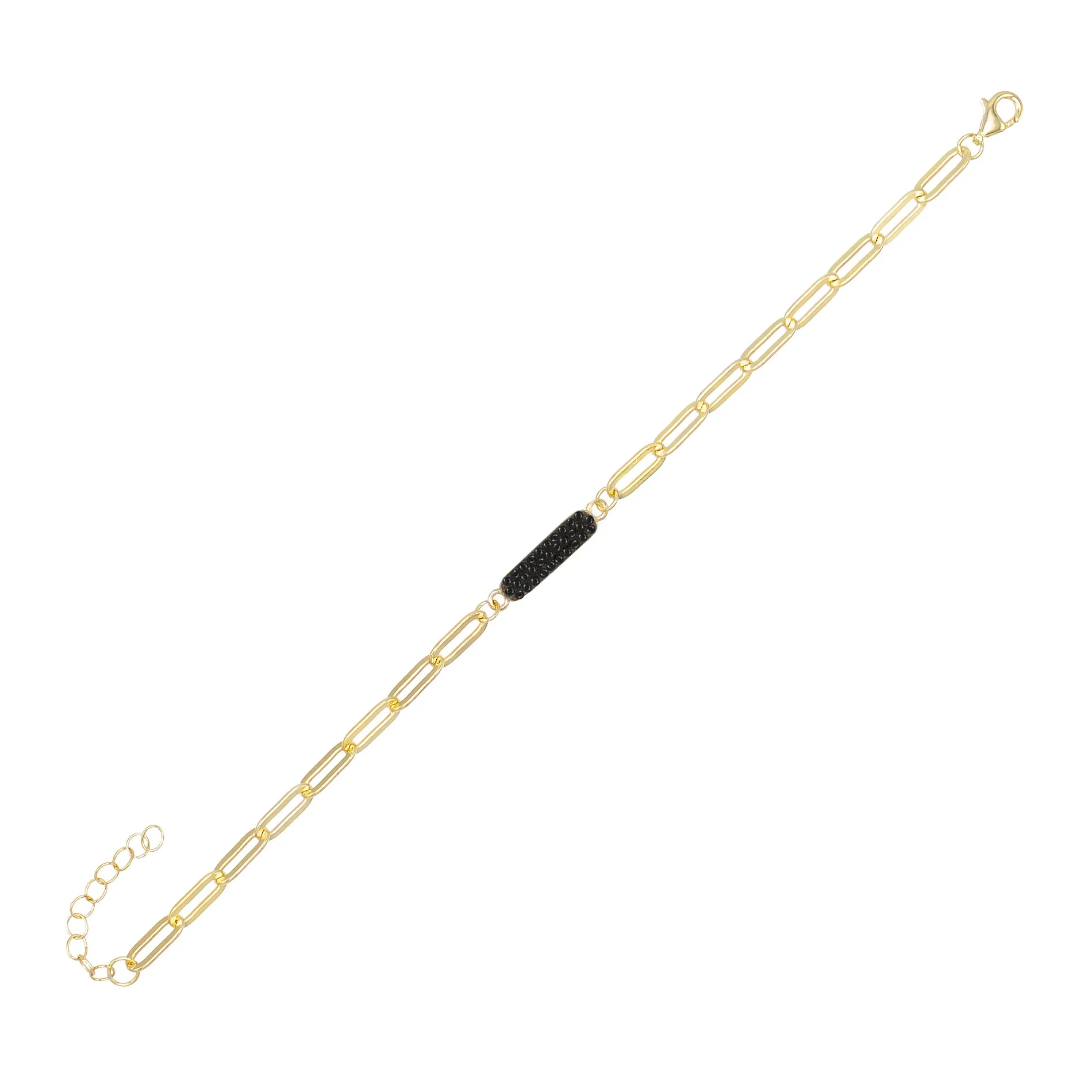 CZ Onyx Bar Link Bracelet