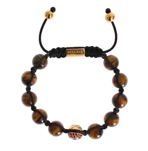 CZ Tiger Eye 18K Gold 925 Silver Bracelet