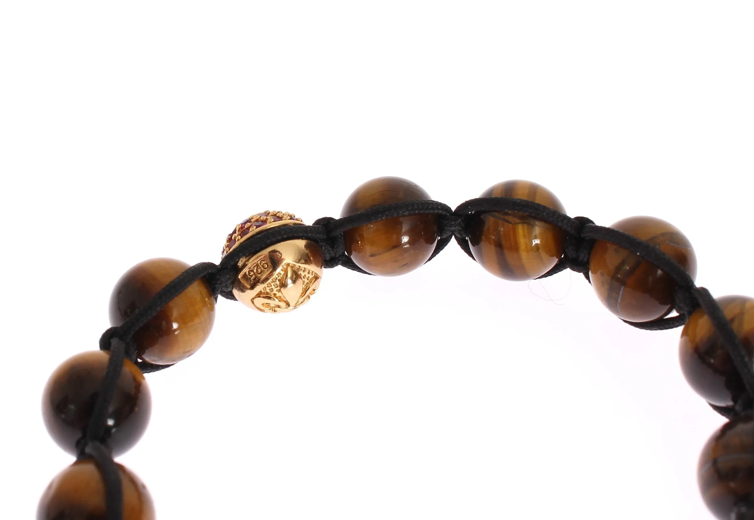CZ Tiger Eye 18K Gold 925 Silver Bracelet