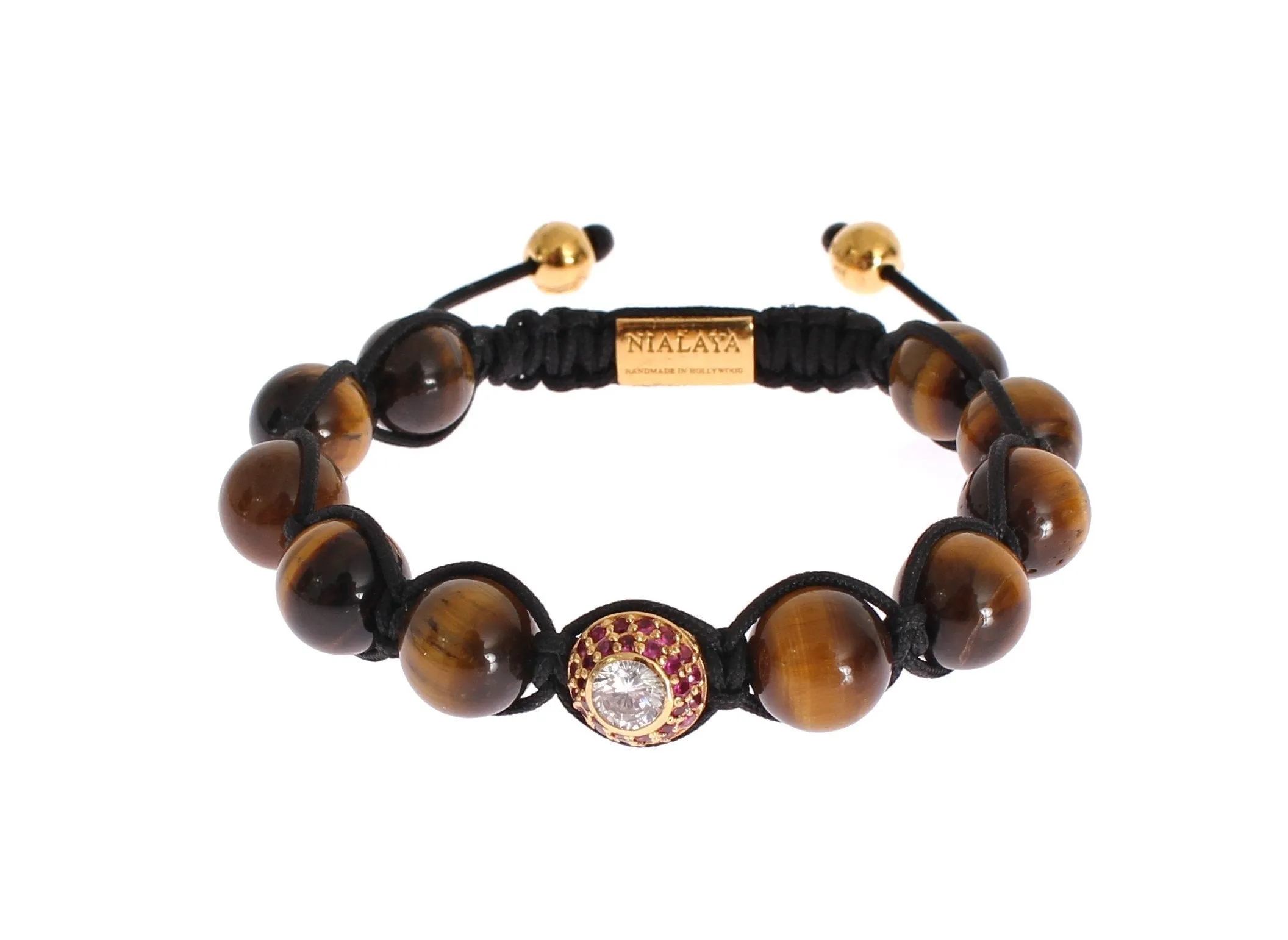 CZ Tiger Eye 18K Gold 925 Silver Bracelet