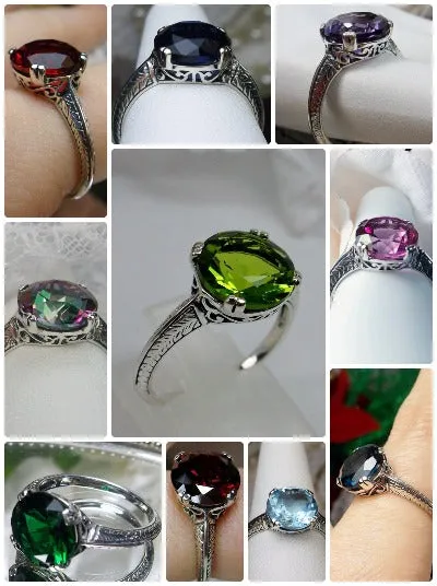 D12, Button Ring, Natural or Simulated Gems, Art Deco 1930's Style Jewelry, Design#D12