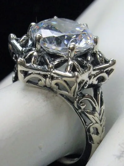D121 Star Ring, Round Gemstone, Gothic Jewelry Design#D121