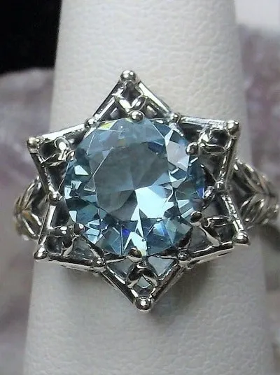 D121 Star Ring, Round Gemstone, Gothic Jewelry Design#D121