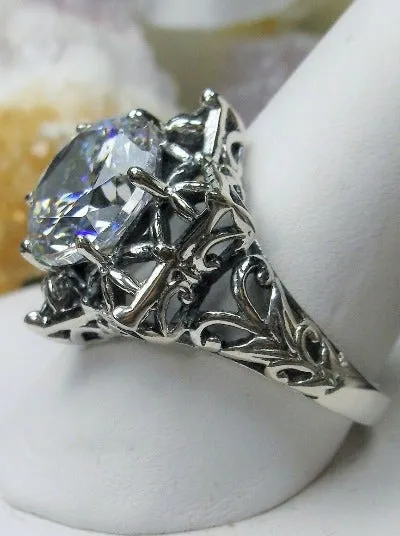 D121 Star Ring, Round Gemstone, Gothic Jewelry Design#D121