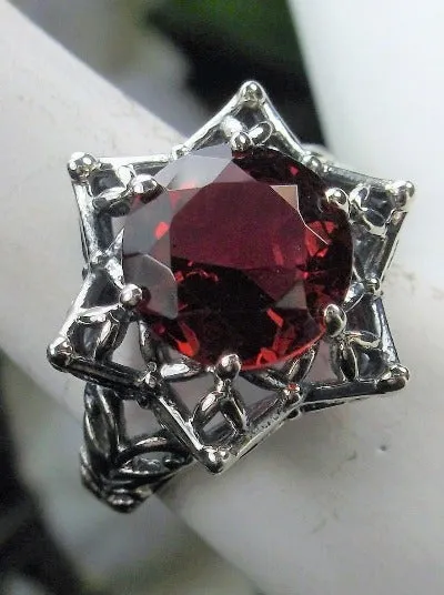 D121 Star Ring, Round Gemstone, Gothic Jewelry Design#D121