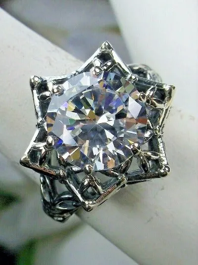 D121 Star Ring, Round Gemstone, Gothic Jewelry Design#D121