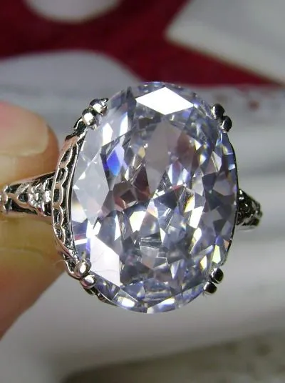D70, Edward Ring, Simulated or Natural Gemstone, Sterling Silver Edwardian Jewelry Design#D70