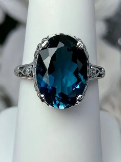 D70, Edward Ring, Simulated or Natural Gemstone, Sterling Silver Edwardian Jewelry Design#D70