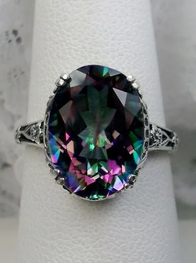 D70, Edward Ring, Simulated or Natural Gemstone, Sterling Silver Edwardian Jewelry Design#D70