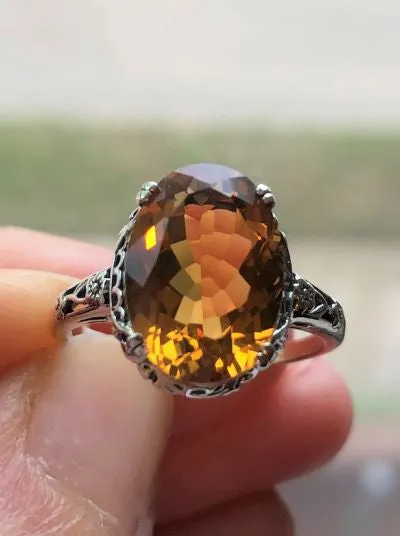 D70, Edward Ring, Simulated or Natural Gemstone, Sterling Silver Edwardian Jewelry Design#D70
