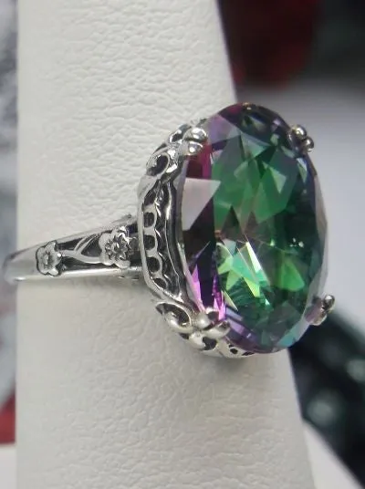 D70, Edward Ring, Simulated or Natural Gemstone, Sterling Silver Edwardian Jewelry Design#D70