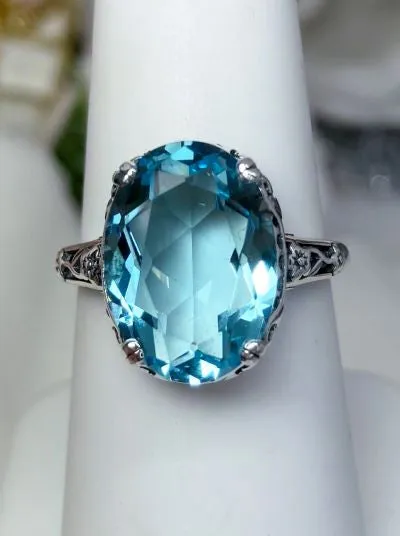 D70, Edward Ring, Simulated or Natural Gemstone, Sterling Silver Edwardian Jewelry Design#D70