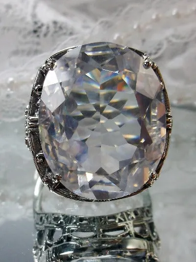 D76, Oval Beast Ring, Simulated or CZ Gem, 24ct Oval Cut Gem, Victorian Jewelry, Design#D76
