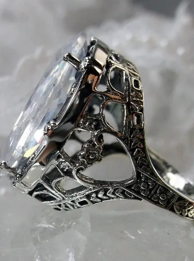 D76, Oval Beast Ring, Simulated or CZ Gem, 24ct Oval Cut Gem, Victorian Jewelry, Design#D76