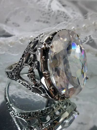D76, Oval Beast Ring, Simulated or CZ Gem, 24ct Oval Cut Gem, Victorian Jewelry, Design#D76