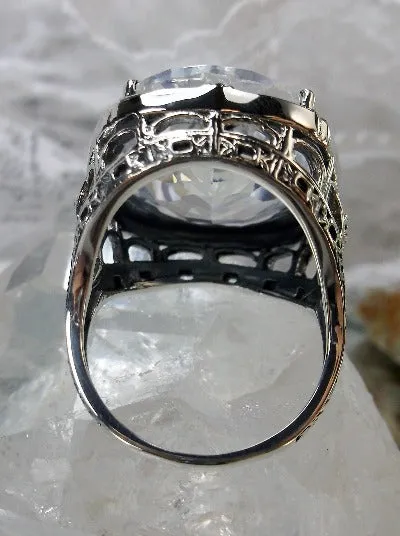 D76, Oval Beast Ring, Simulated or CZ Gem, 24ct Oval Cut Gem, Victorian Jewelry, Design#D76