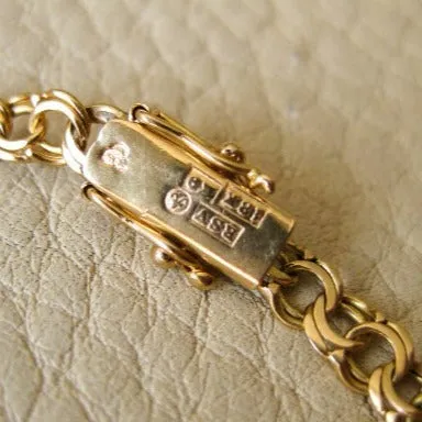 Dainty 18k double-link solid gold bracelet - Avesta, Sweden 1960